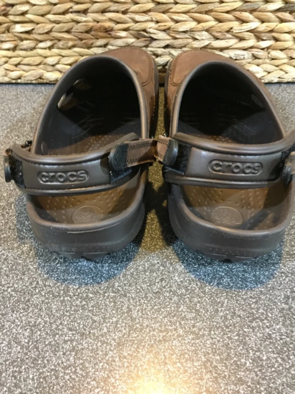 CROCS Brown Suede-Look Slip-On Clogs with Backstrap